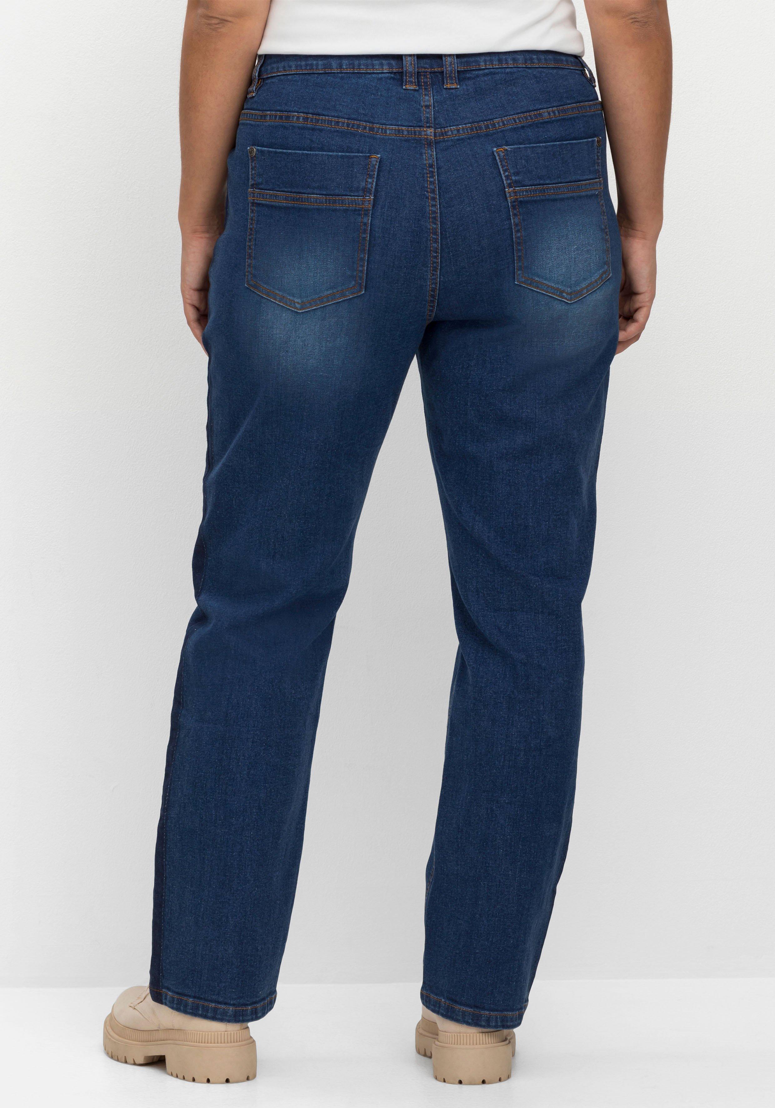 Gerade Jeans in Curvy-Schnitt PIA mit Galonstreifen
