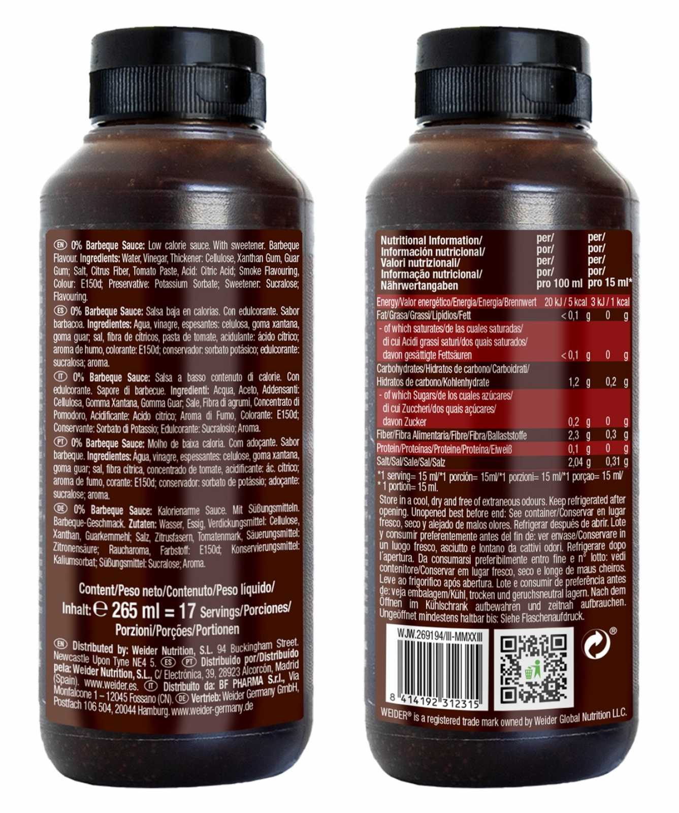 Molhos Weider 0% gordura 265ml