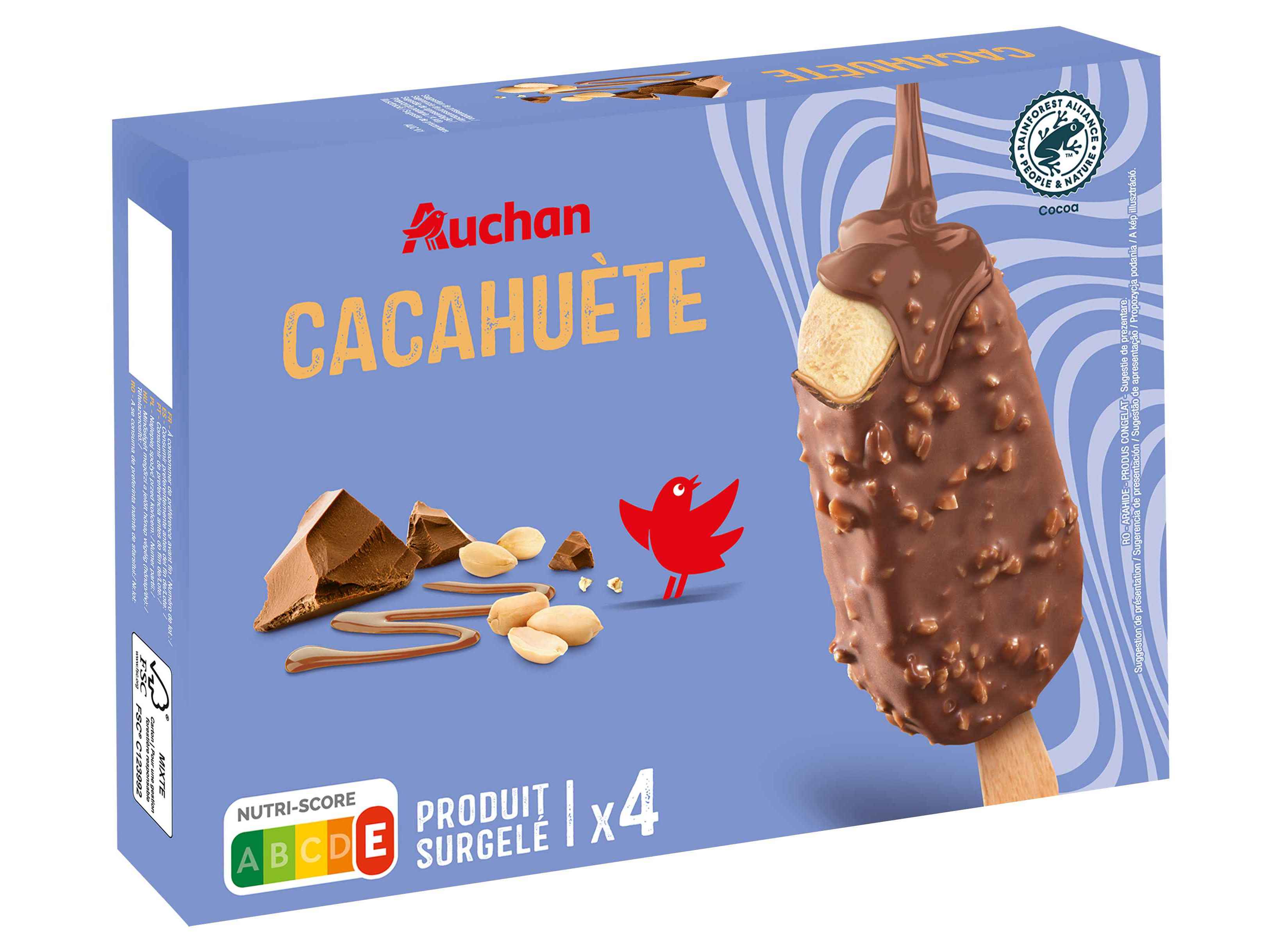 GELADO PALITO AUCHAN AMENDOIM 4X90ML