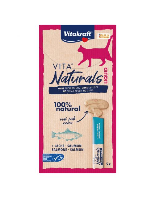 Vitakraft Vita Naturals Liquid Snack - Kattensnack - Zalm 5 stuks