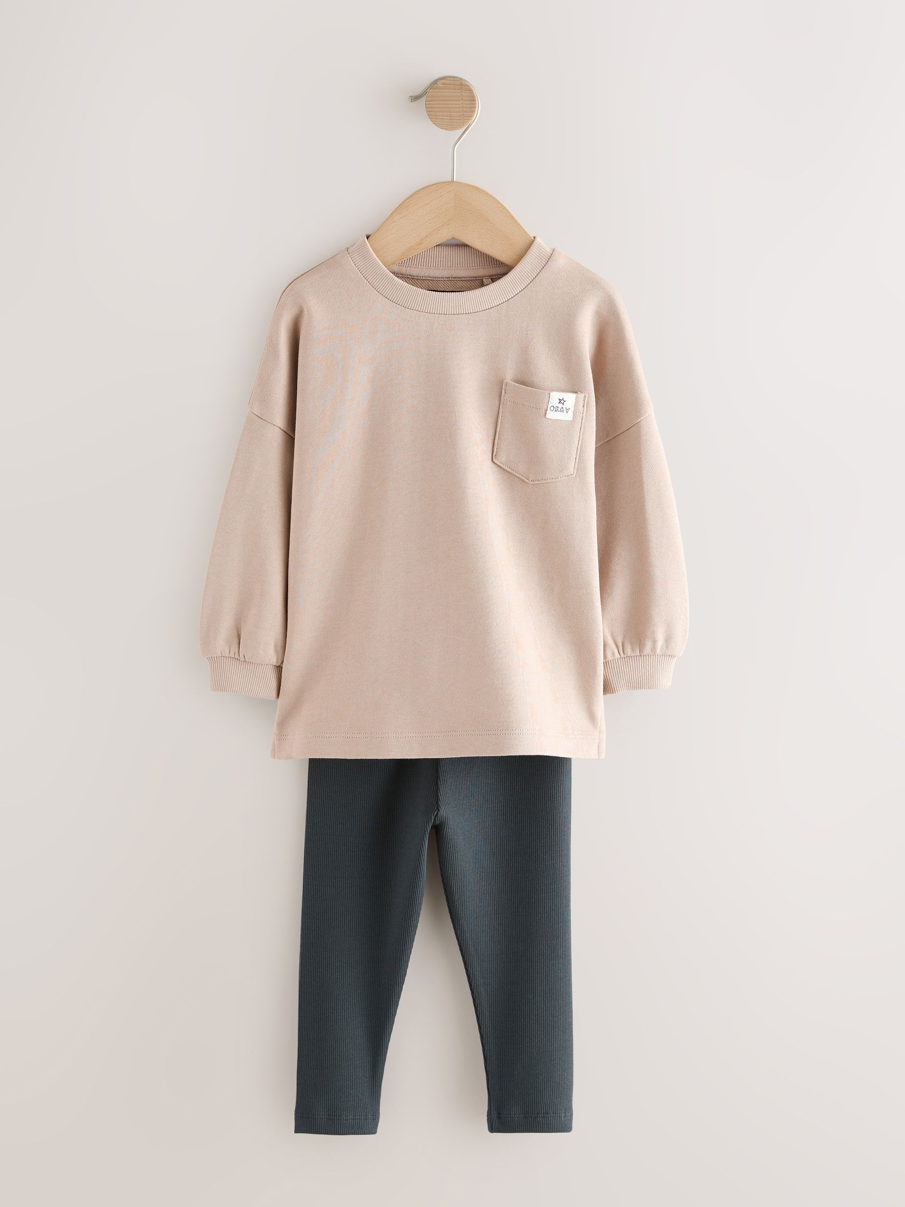 Pastelgeel - Set met top met lange mouwen en legging (3 mnd-7 jr)
