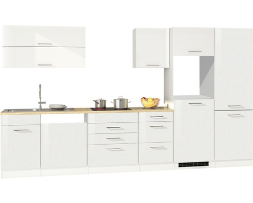 Held Furniture keukenblok zonder apparatuur Milan 360 cm wit hoogglans gedemonteerd omkeerbaar model 630.1.6210