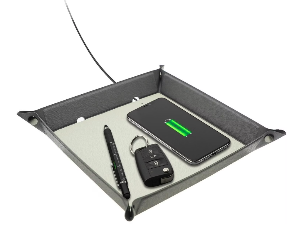 (15W) USB C Qi Wireless Charging Ladestation SmartTray Ladematte (4s541637) - Schwarz