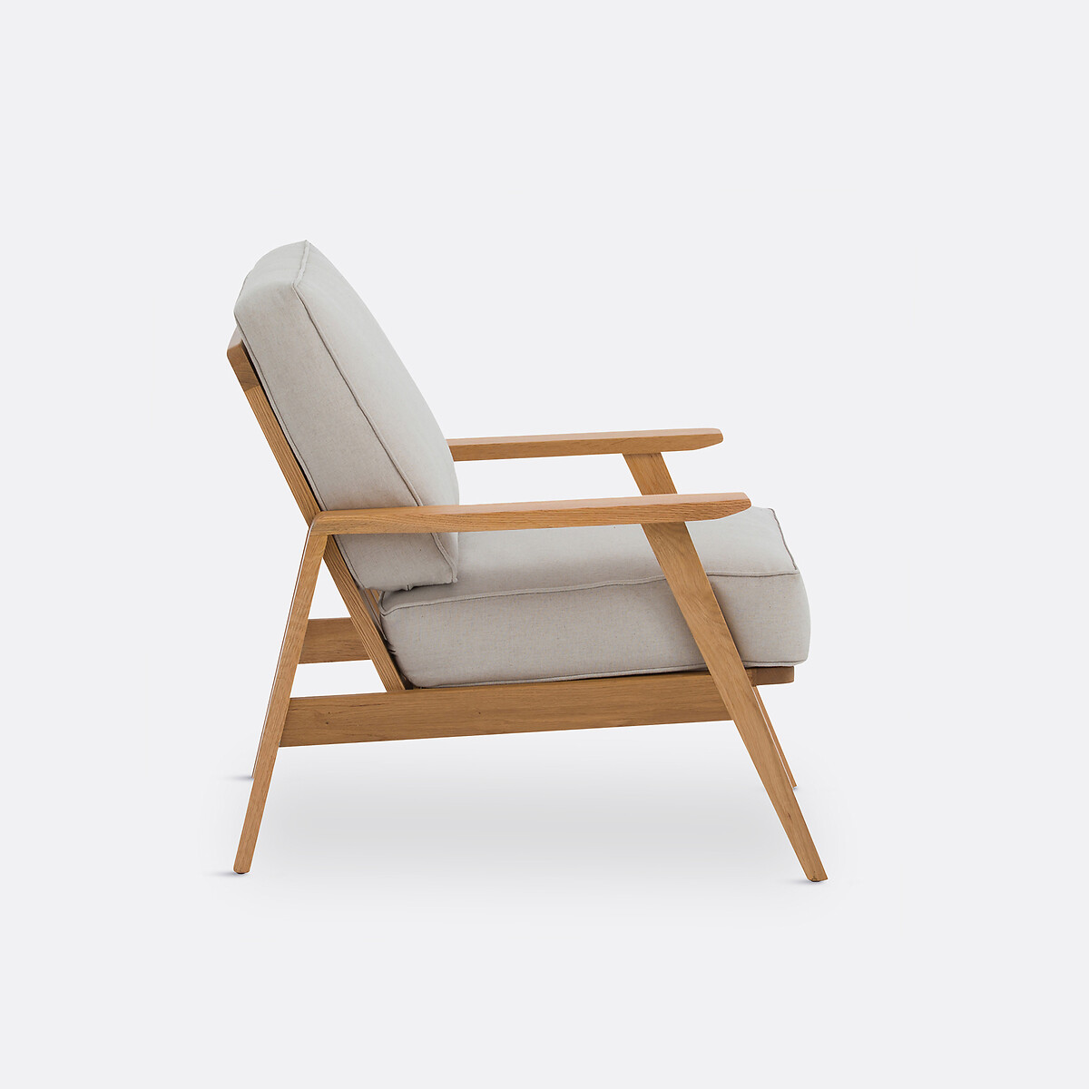 LA REDOUTE INTERIEURS<br>Poltrona vintage em carvalho e algodão/linho, Linna