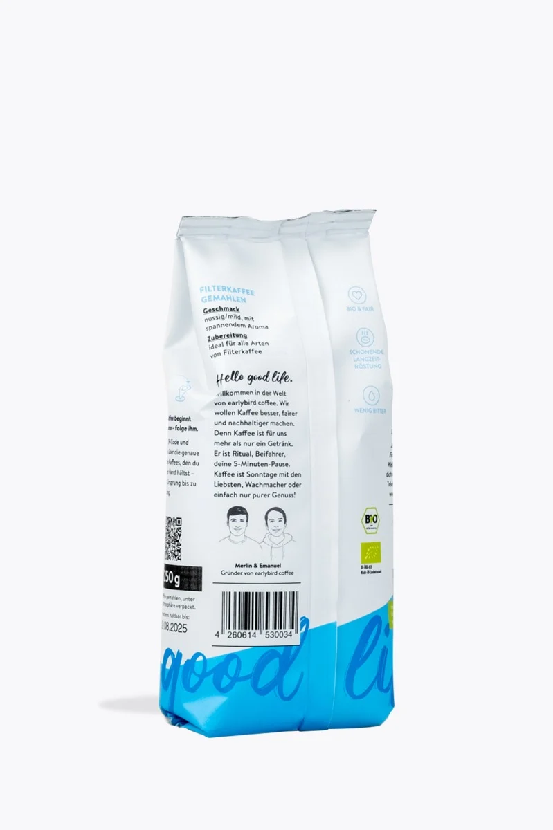earlybird coffee Filterkaffee Bio 250g gemahlen