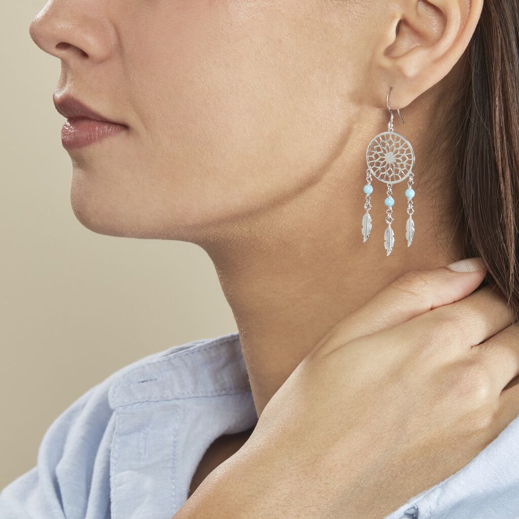 Boucles D'oreilles Pendantes Anoki Argent Blanc