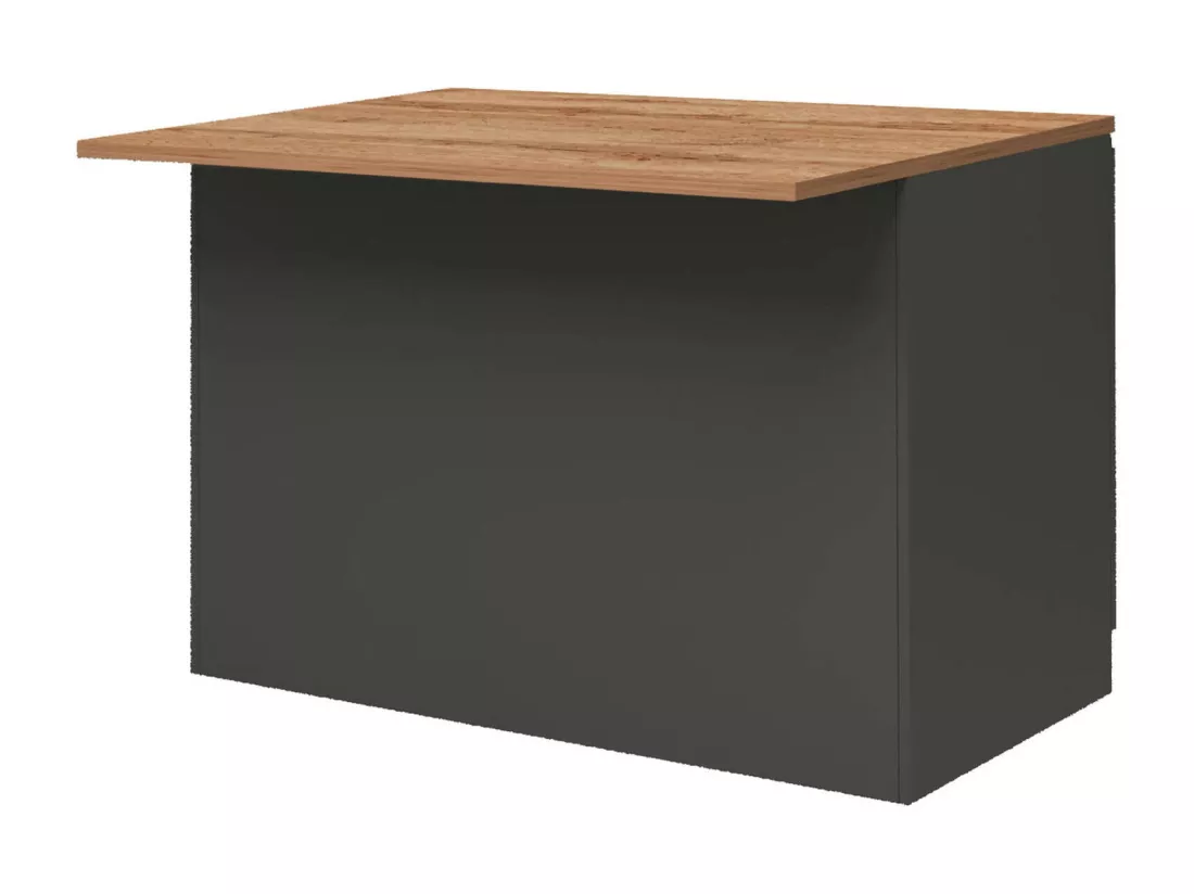 Îlot de cuisine Daffaticat, Armoire polyvalente, Meuble de kitchenette, Table auxiliaire, 100% Made in Italy, 125x90h90 cm, Anthracite et Chêne