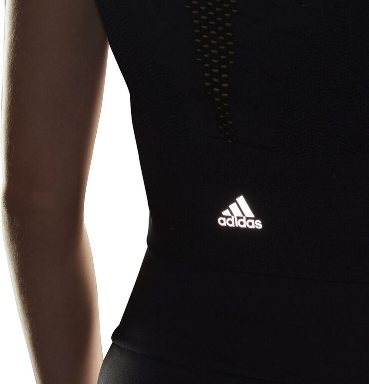 adidas Aeroknit Crop løbetop Sort
