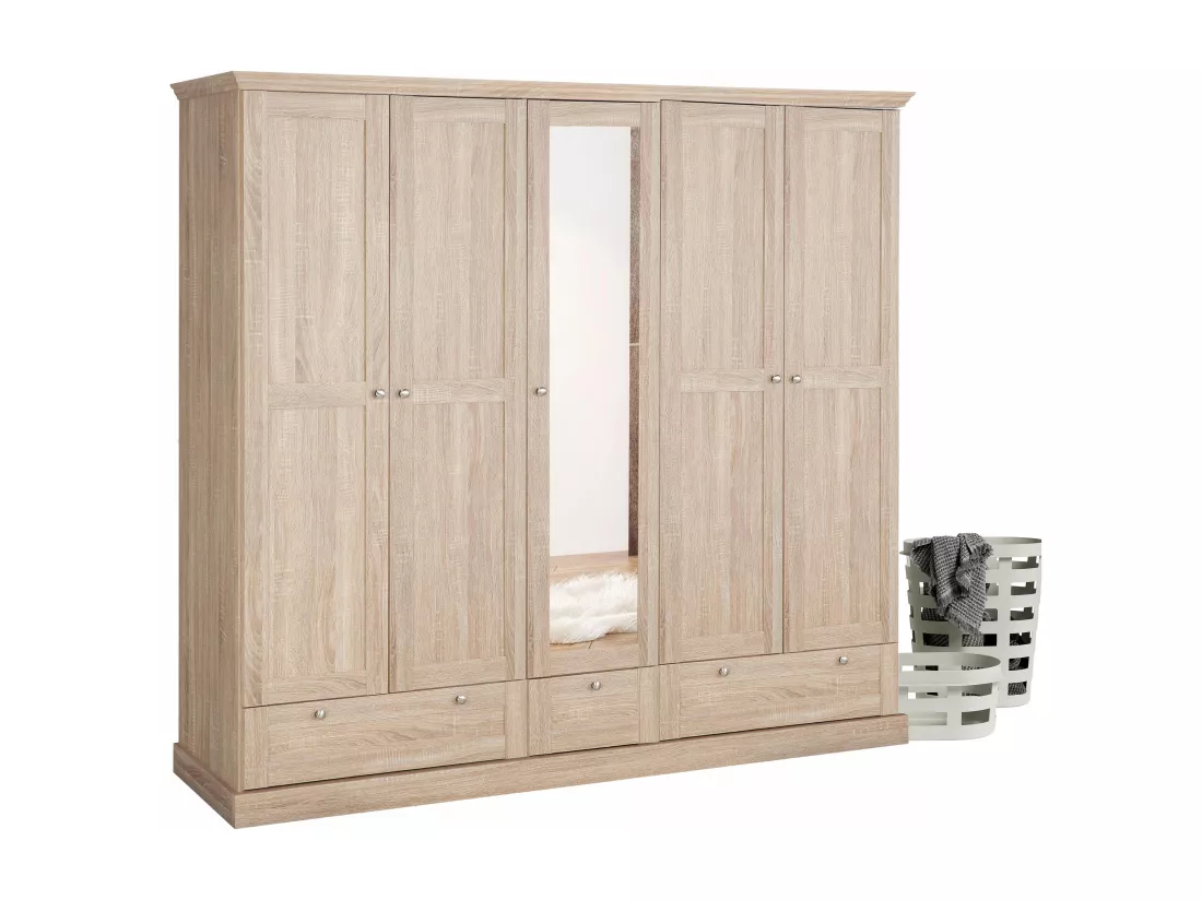 Binz | Armoire à 5 portes et 3 tiroirs en chêne