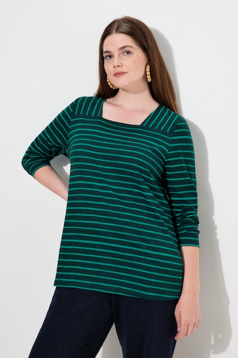 Shirt, Ringel, Carree-Ausschnitt, Langarm, Biobaumwolle