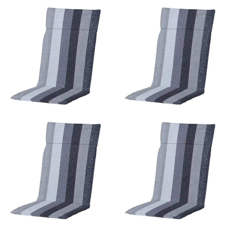 Madison - Tuinstoelkussen Hoge Rug Victoria grey - Ca. 120x50 cm - Set van 4