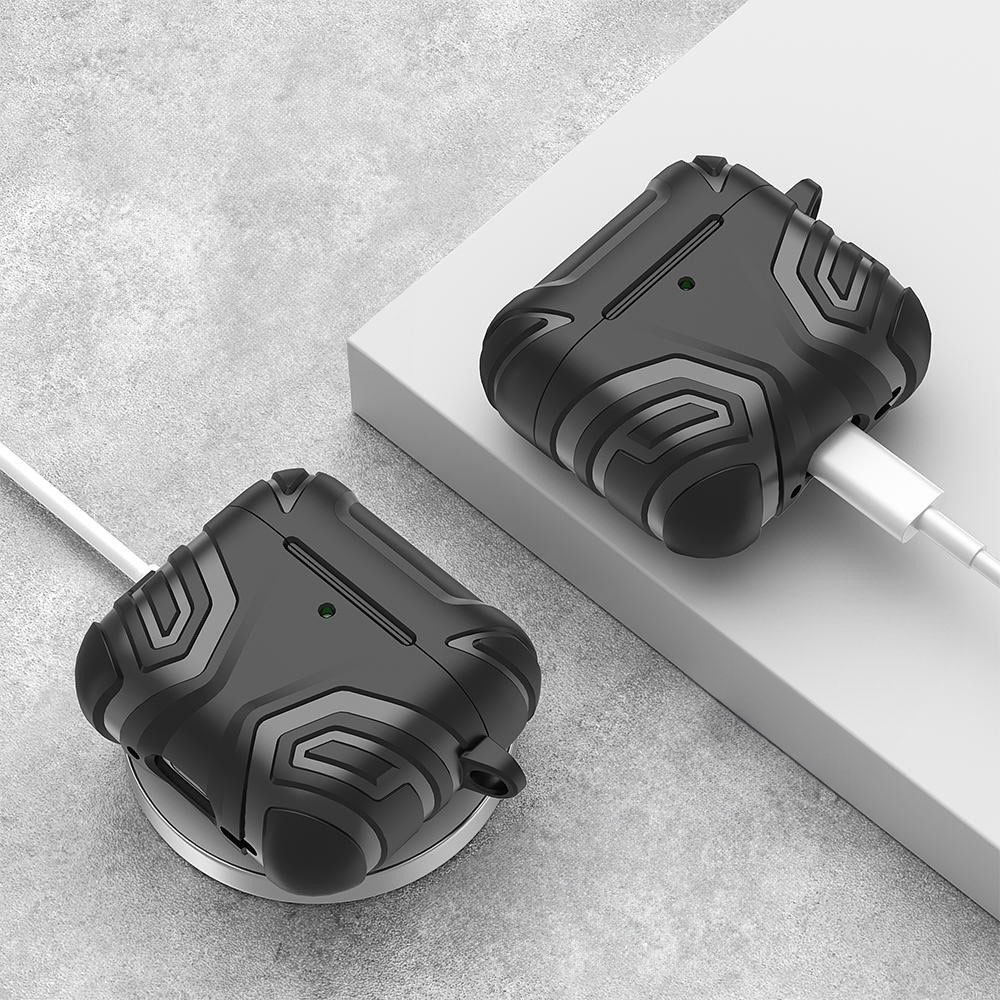 AirPods 4 Outdoor Gummi Schutzhülle mit Karabinerhaken - Schwarz
