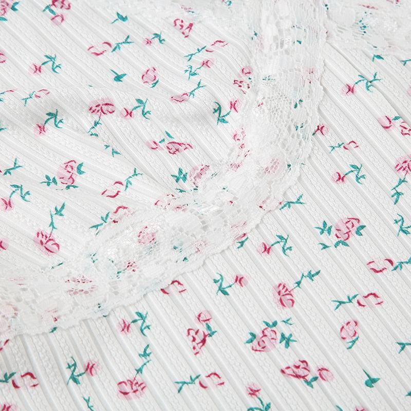 STARK - Romper met lange mouwen, V-hals en bloemenprint