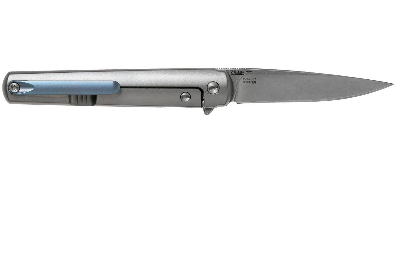 MKM Flame Drop FL01-TSW Sandblasted Titanium zakmes, Michael Zieba design