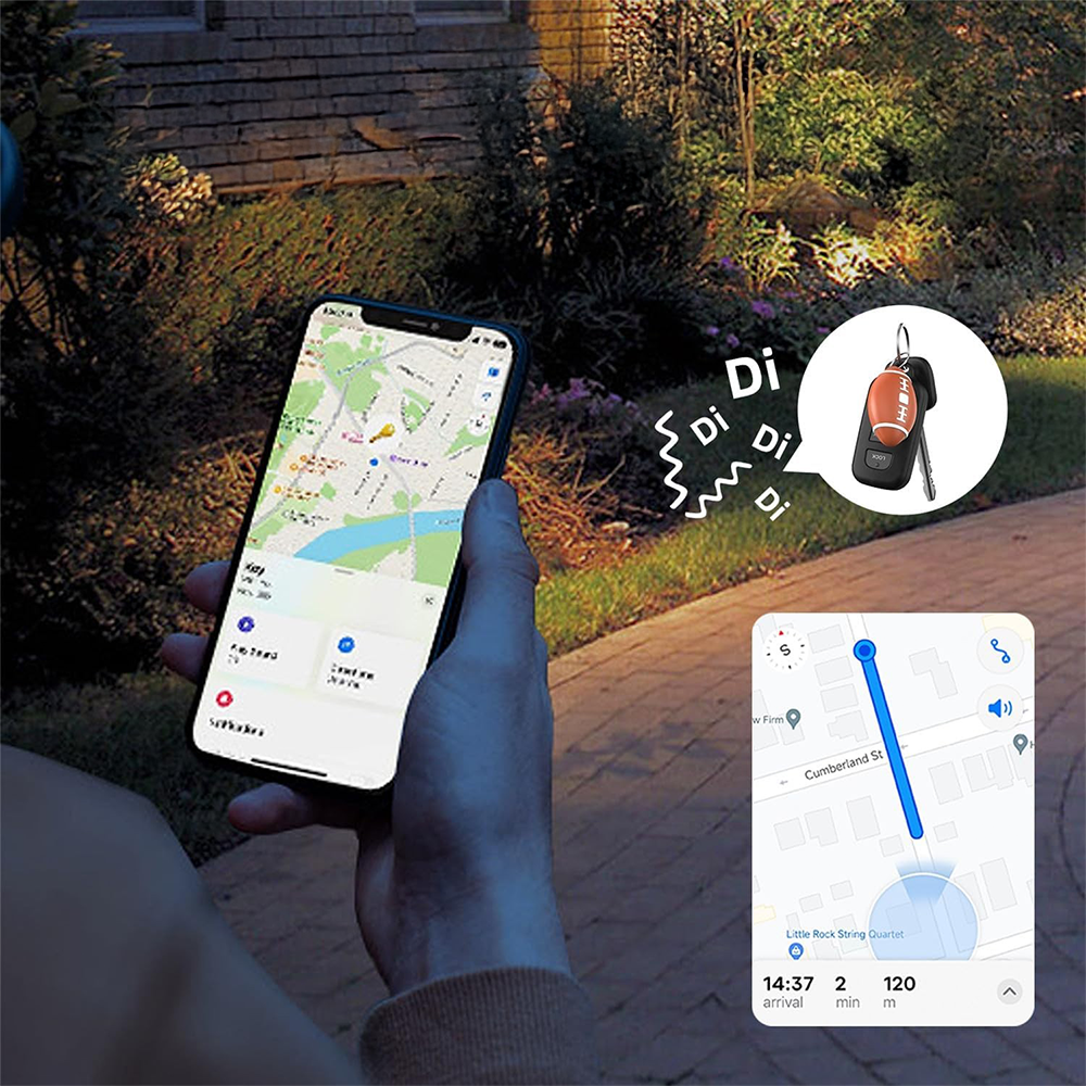 Bluetooth Mini Keyfinder Smart Tracker Tag für iOS mit Apple Find My Network als Rugbyball (mit Batterie CR2032) - Braun