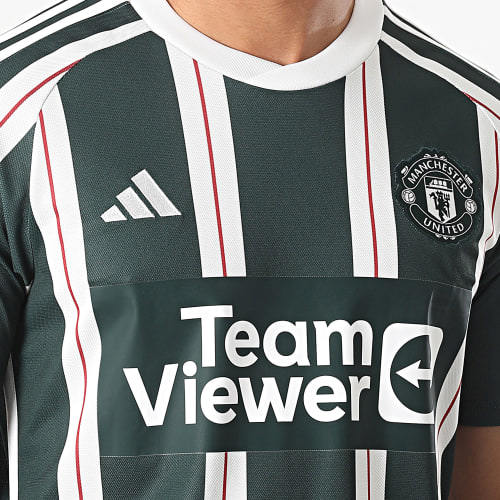 Maillot A Bandes Manchester United HR3675 Vert Kaki Blanc