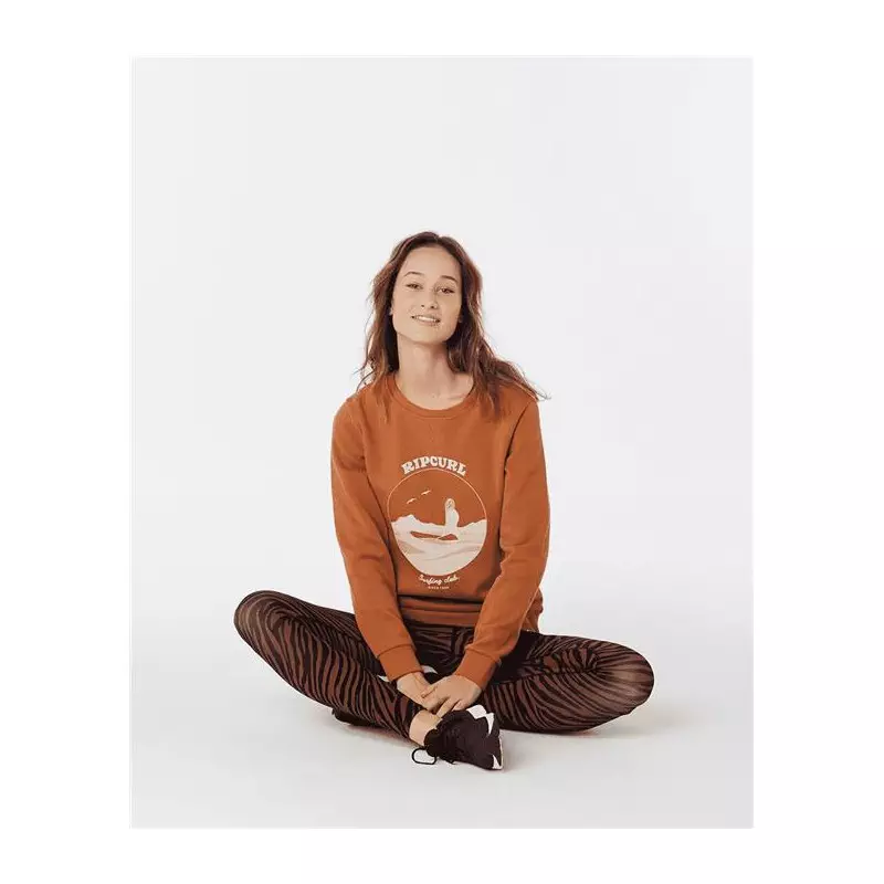Sweat femme RIPCURL Re-Entry Crew Light Brown