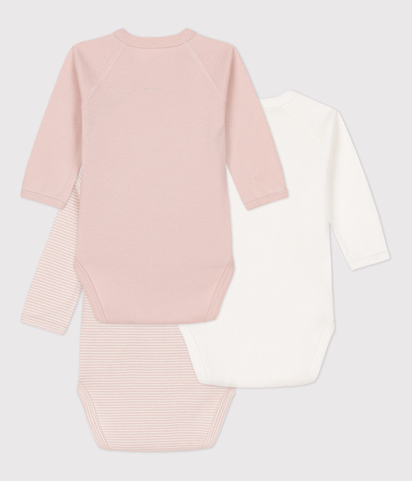Lot de 3 bodies manches longues bébé en coton