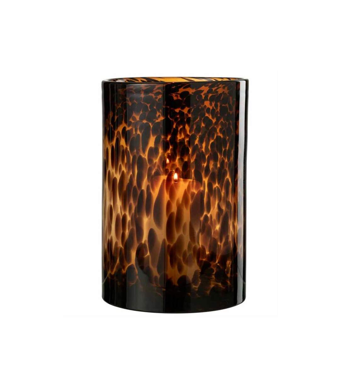 Paris Prix - Photophore En Verre cylindre Pois 30cm Marron