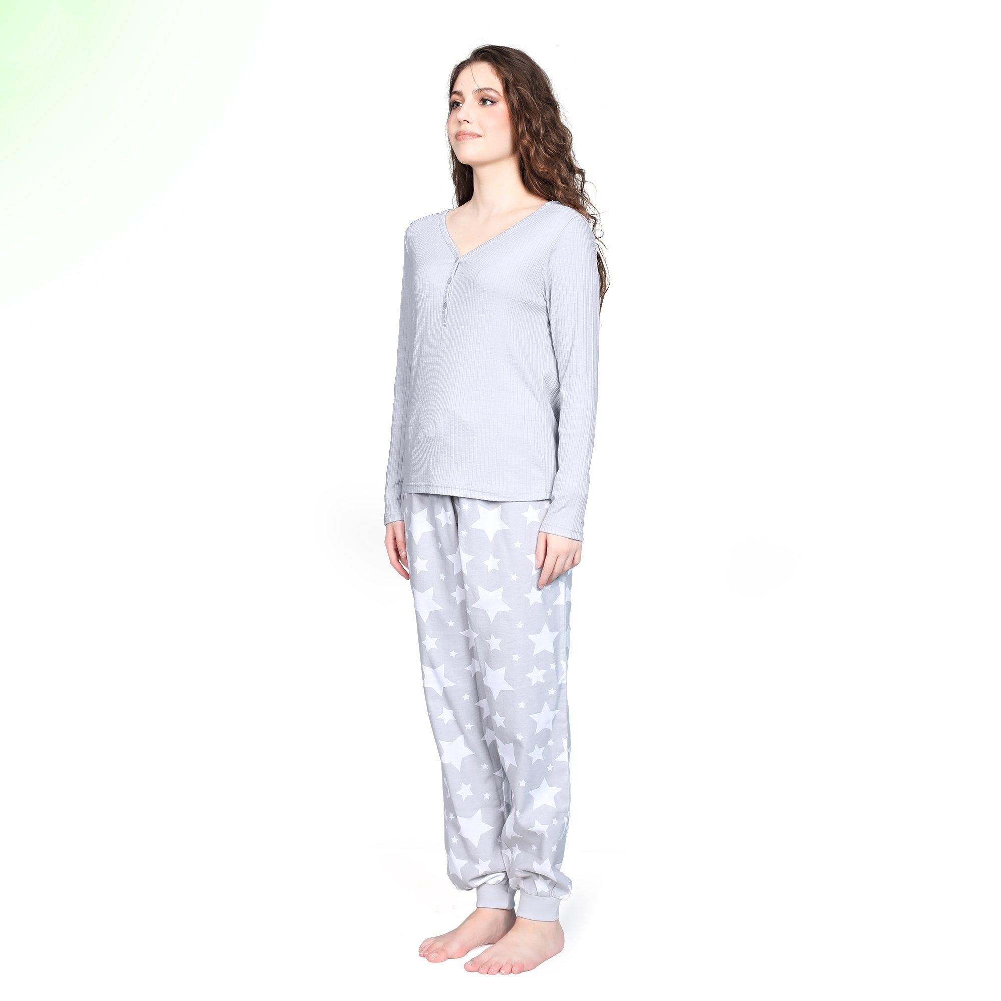 Linea Ladies Rib Flannel Pyjama Set
