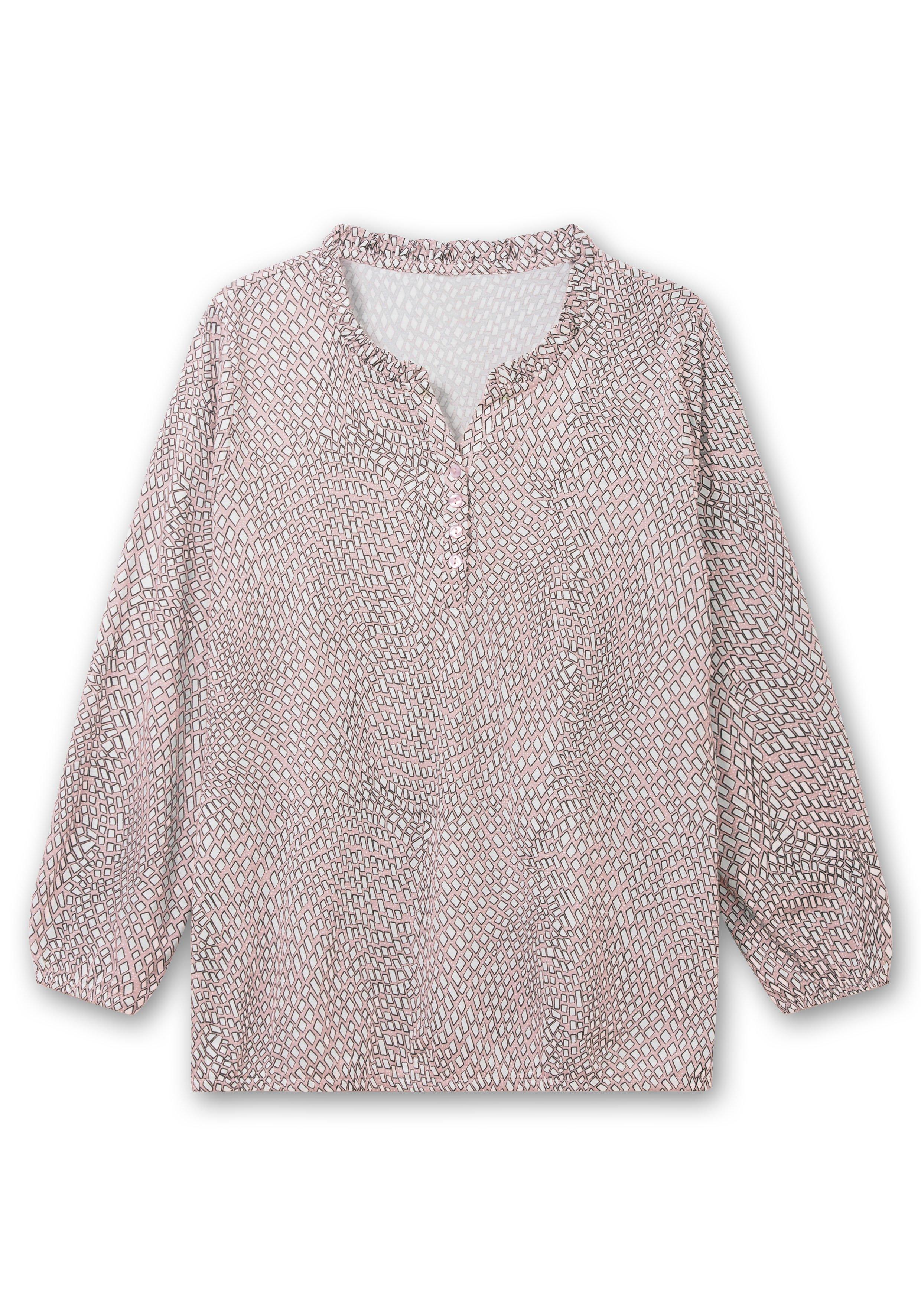 Langarmshirt mit Alloverdruck und Knopfleiste