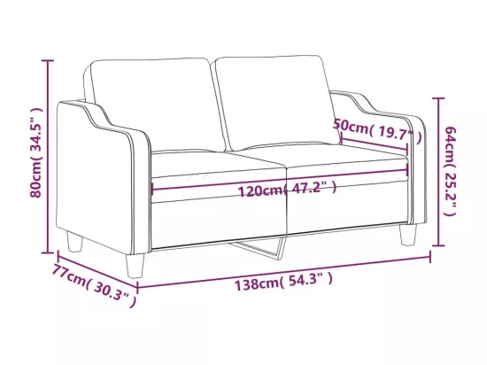 Canapé à 2 places Taupe 140 cm Tissu