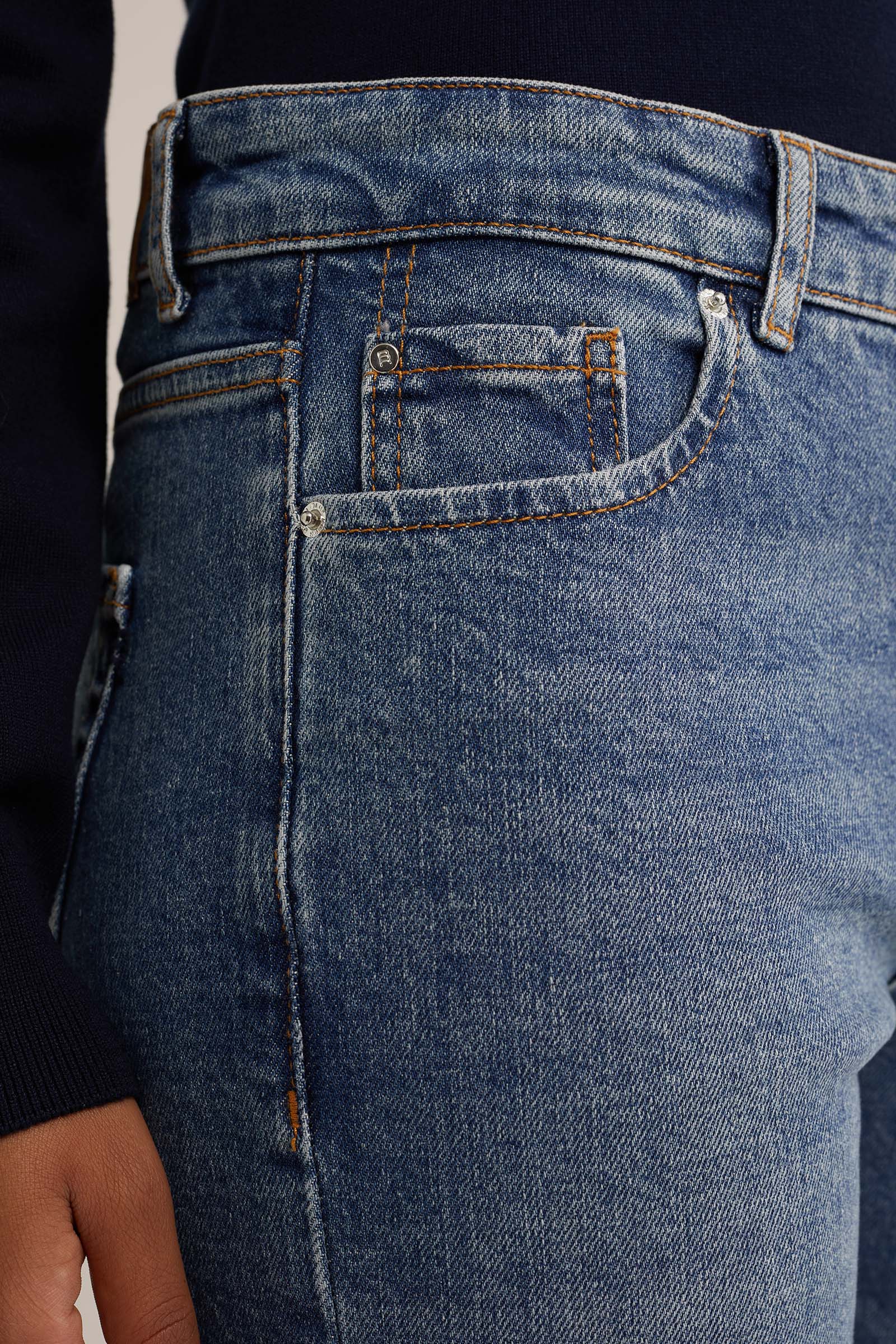 mid rise straight fit jeans met stretch Blue Ridge Donkerblauw