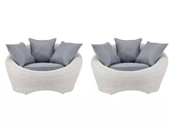 Lot de 2 fauteuils de jardin en résine tressée ivoire - WHITEHEAVEN de MYLIA