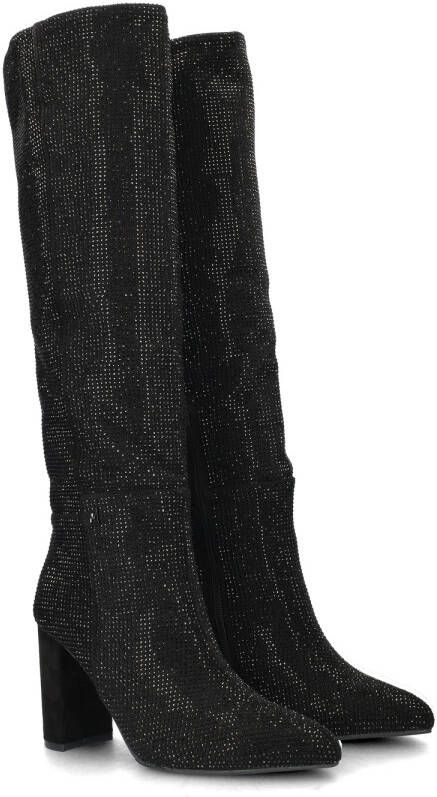 Mexx Zwarte hoge laarzen met strass-stenen Black Dames