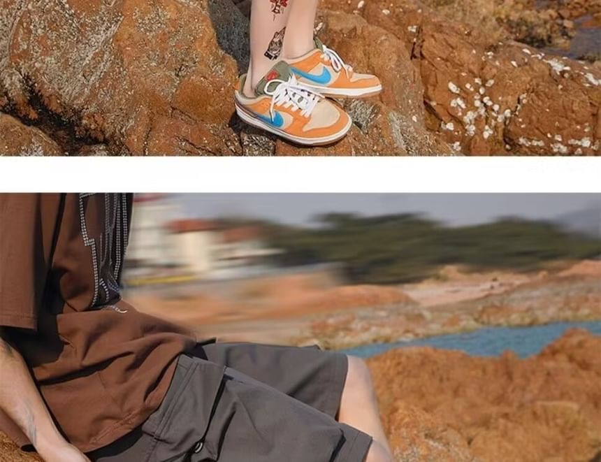 Capbrew - Mid Rise Plain Cargo Shorts