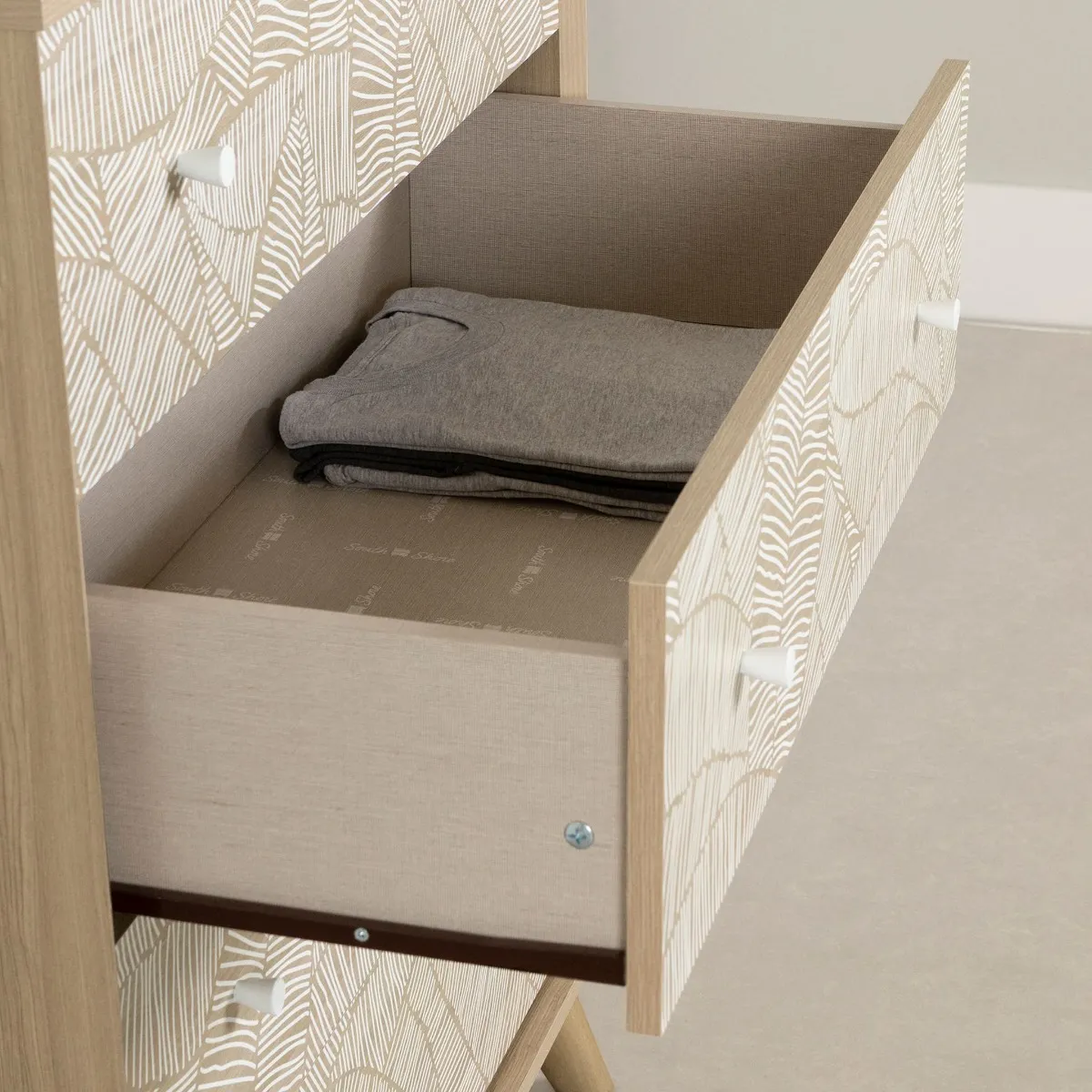 South Shore Bureau 4 tiroirs Yodi - Orme naturel et Blanc