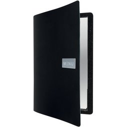 Protège-menus 'RAW', A5, en cuir véritable, noir