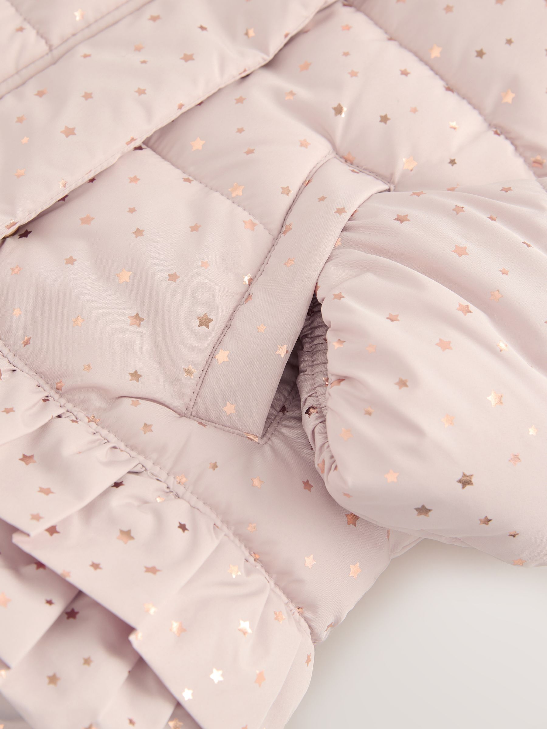 Roze - Regenbestendige gewatteerde jas met rucheszoom (3mnd -7jr)