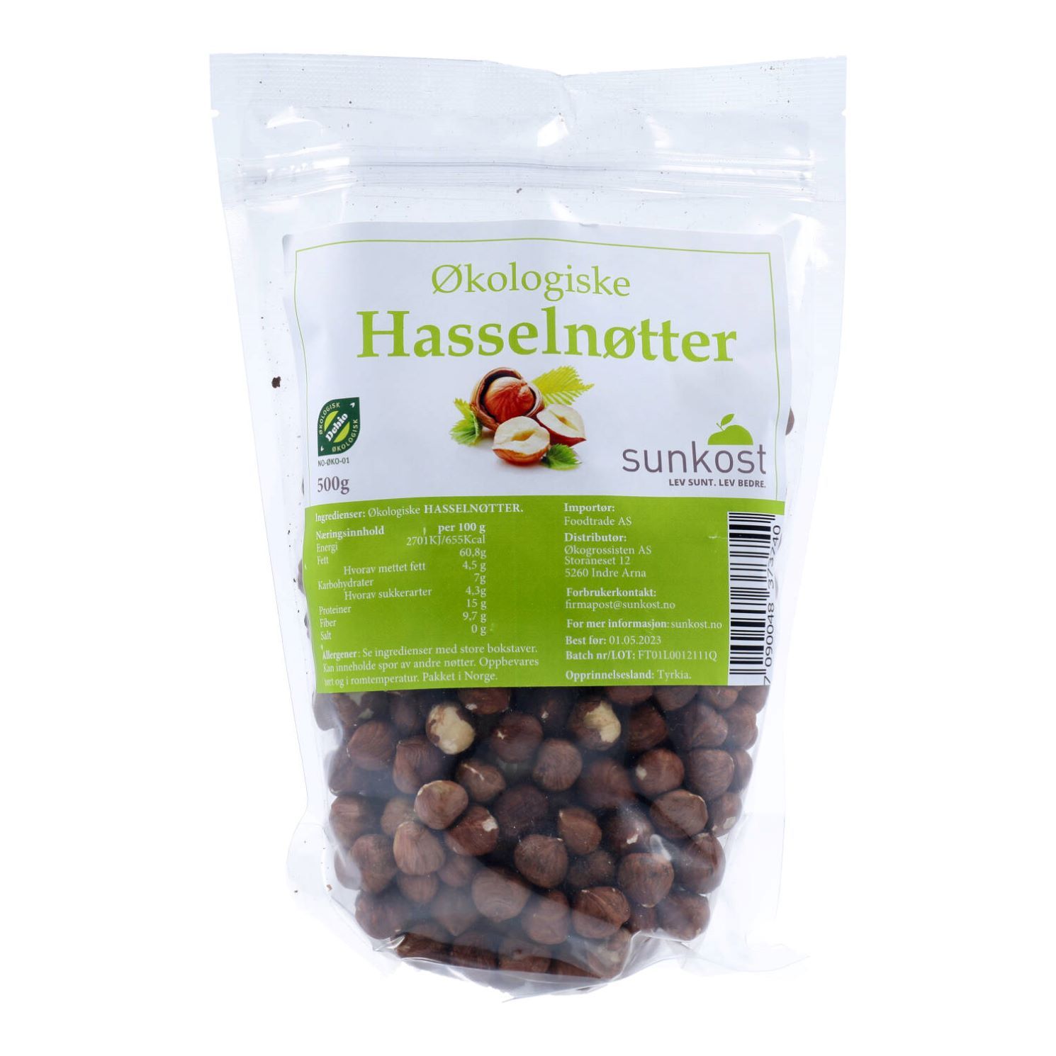 Sunkost Hasselnøtter 500 g