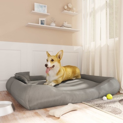 Cama retangular acolchoada para animais de estimação Vidaxl na cor cinza claro.