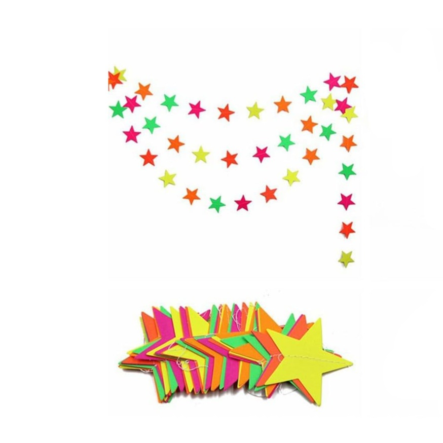 (235cm) Neon UV Sternen Girlande Party Deko Glow in the Dark Accessoire