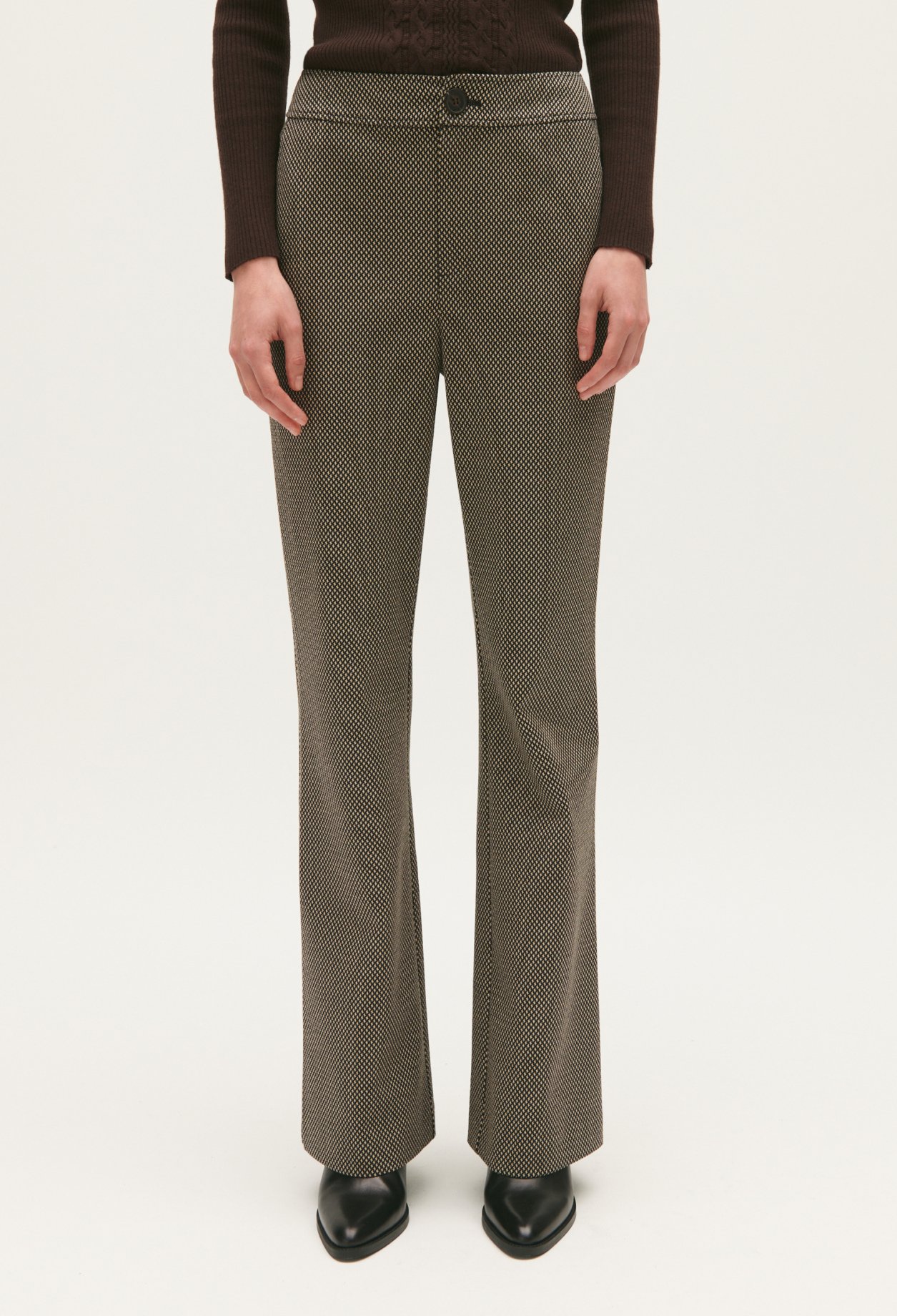 Pantalon droit imprime chocolat