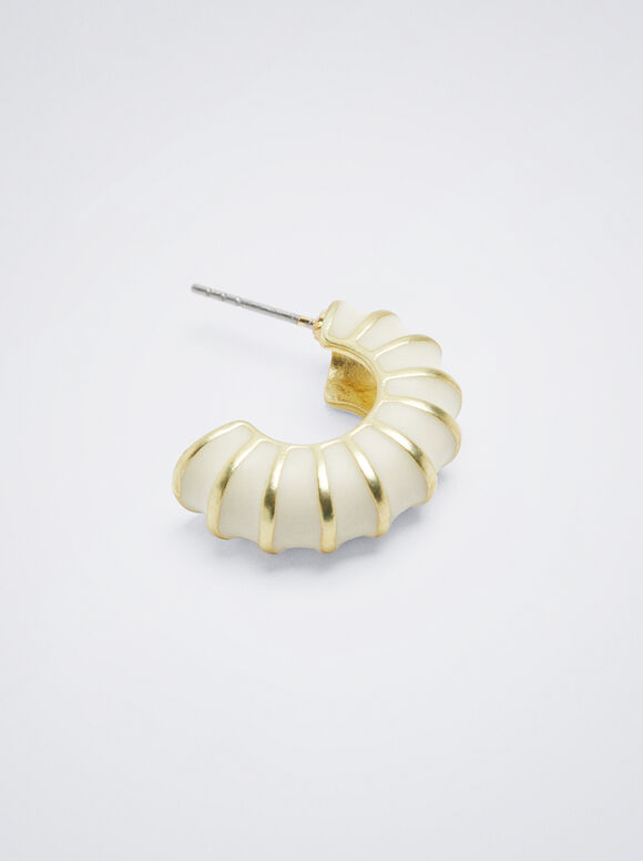 Brincos de argola esmaltados - Bege