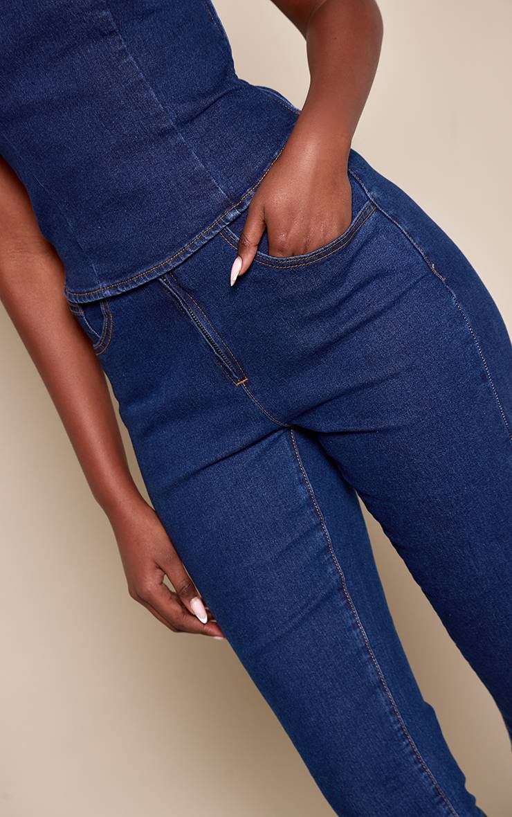 Bleu Indigo Capri En Denim Taille Basse