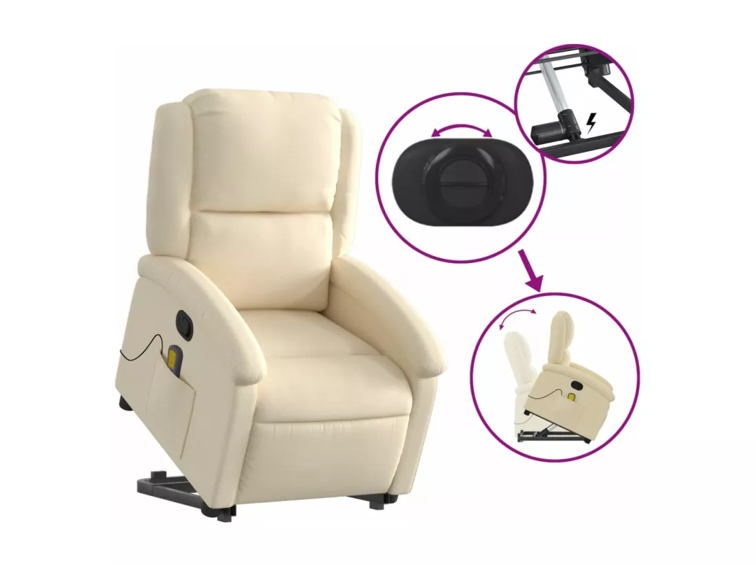 Fauteuil inclinable massant Crème Tissu