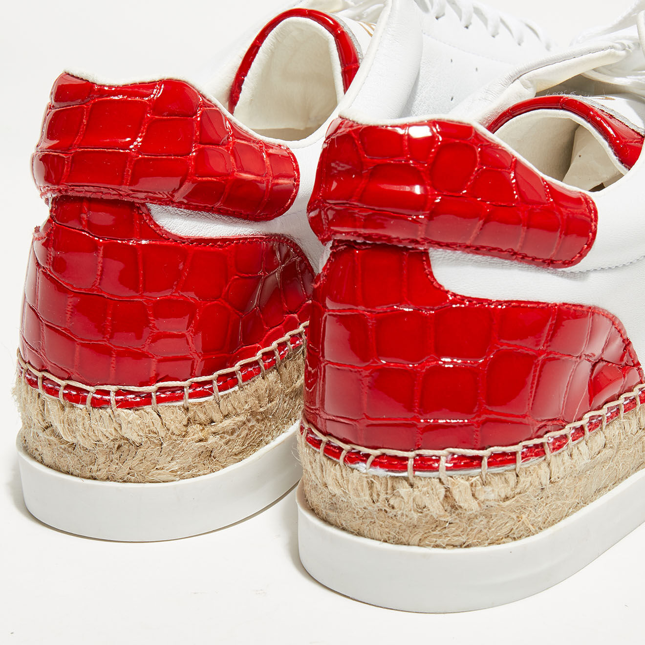 Canal Saint Martin Baskets espadrilles en Cuir Lancry blanc/rouge