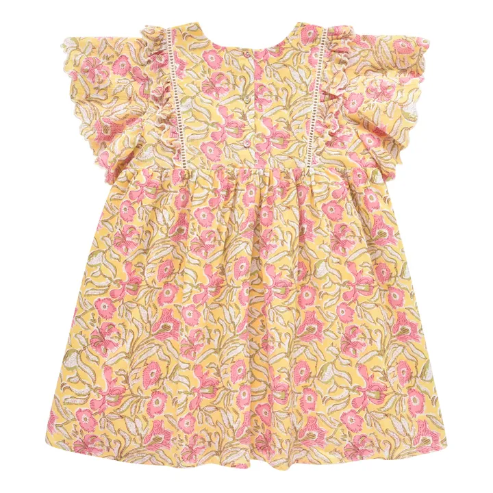 Louise Misha Robe Coton Bio Fleurs Siloe | Jaune