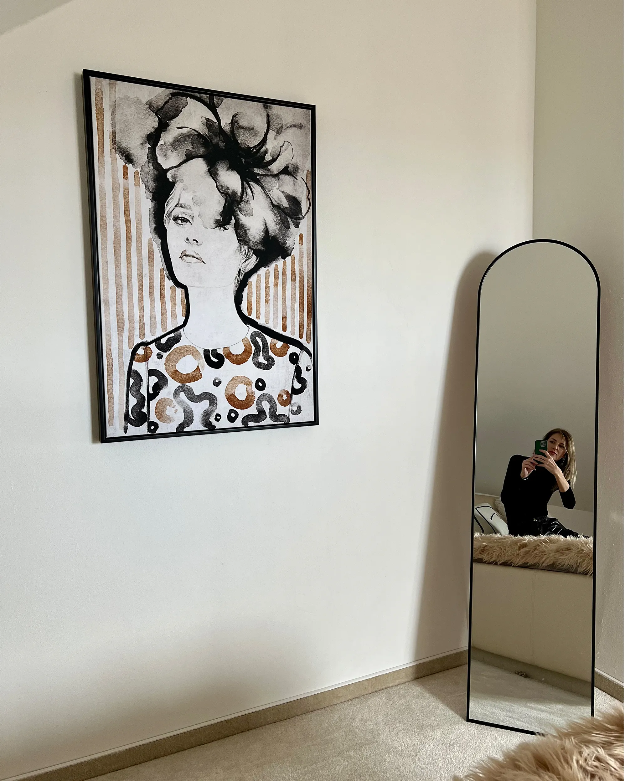 Staande spiegel BAGNOLET 150 cm Metaal Zwart
