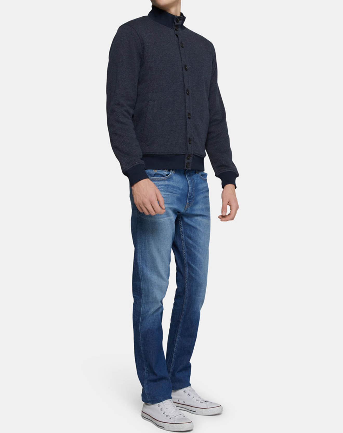 Hackett London Blouson en maille Chevron bleu marine