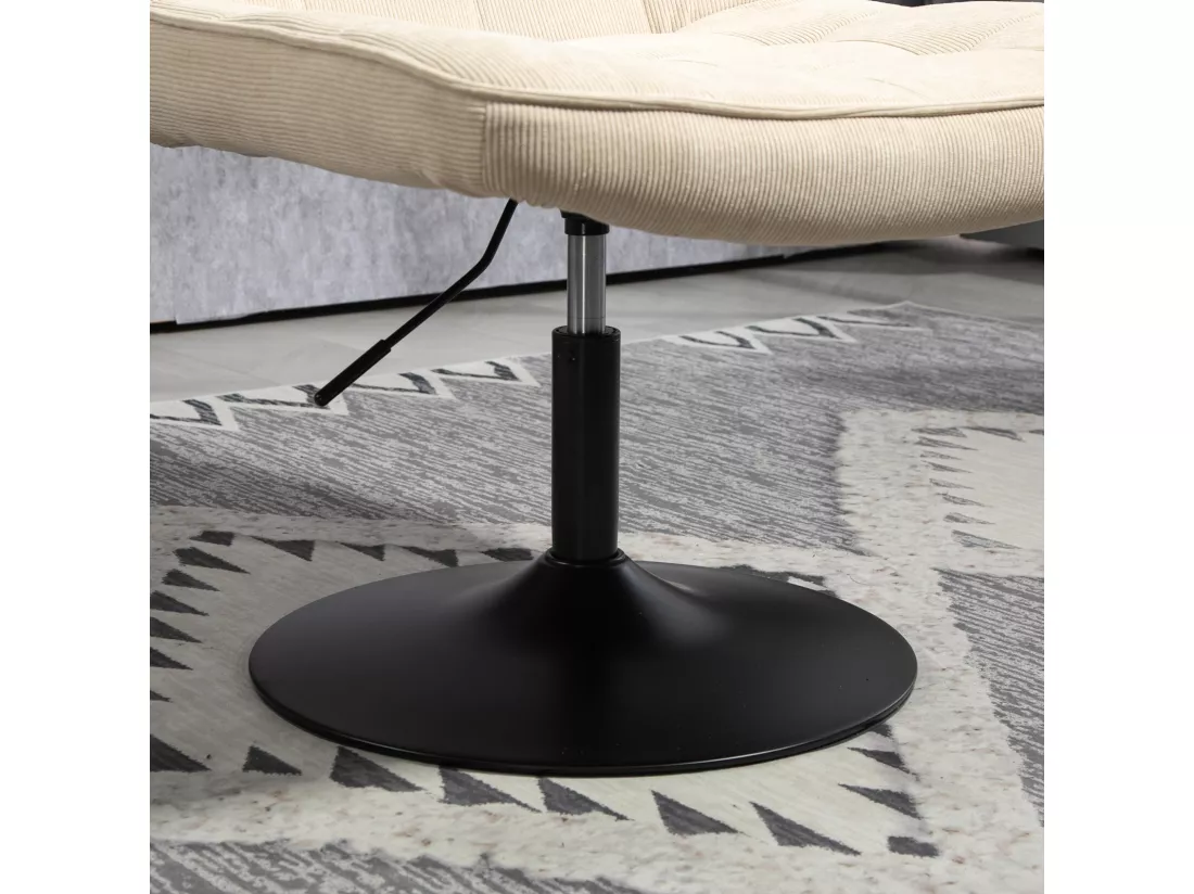 Fauteuil lounge HENRY chaise rembourrée avec base pivotante et couverture en velours côtelé beige