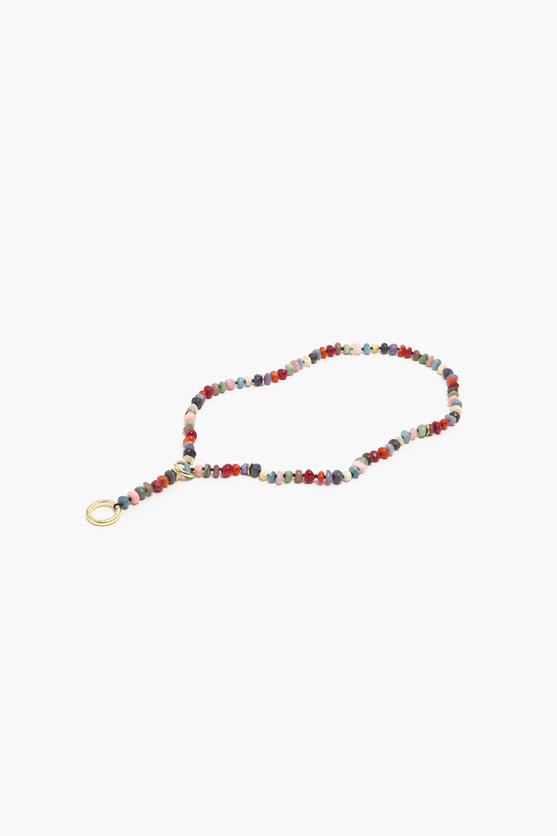 Colar comprido com pedras multicoloridas