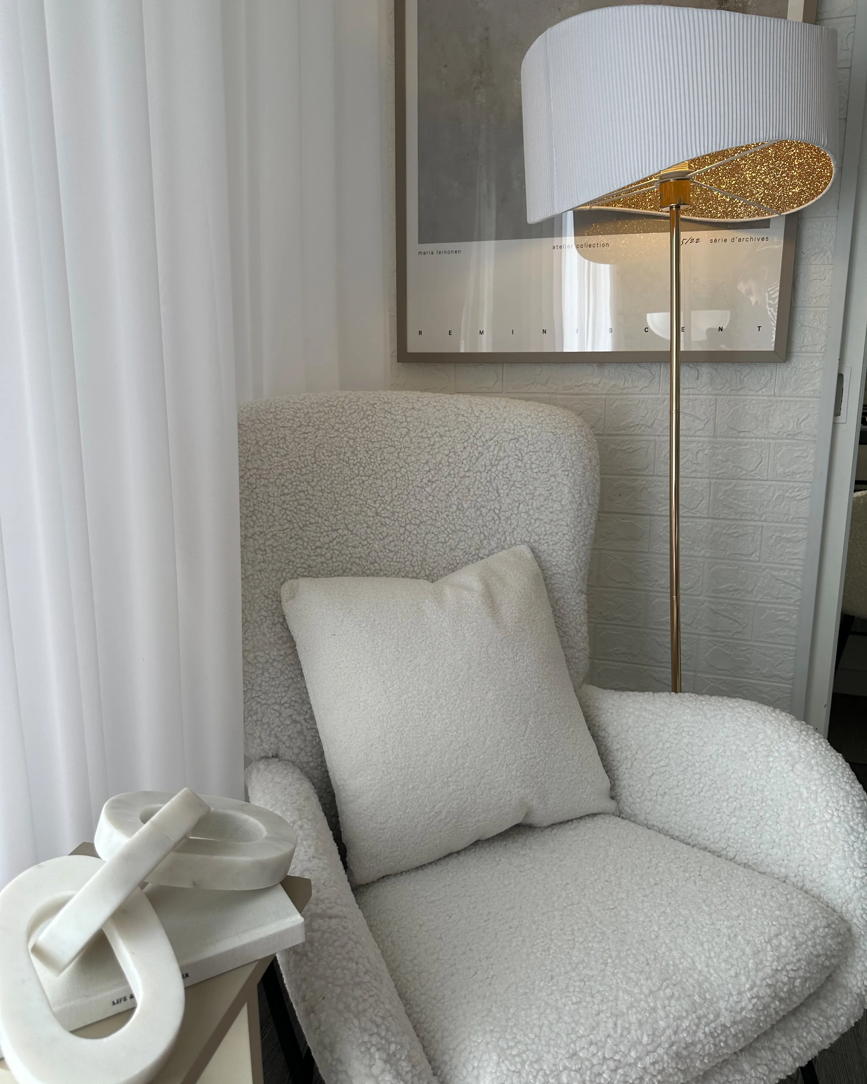 Schommelstoel ANASET Bouclé Lichtbeige