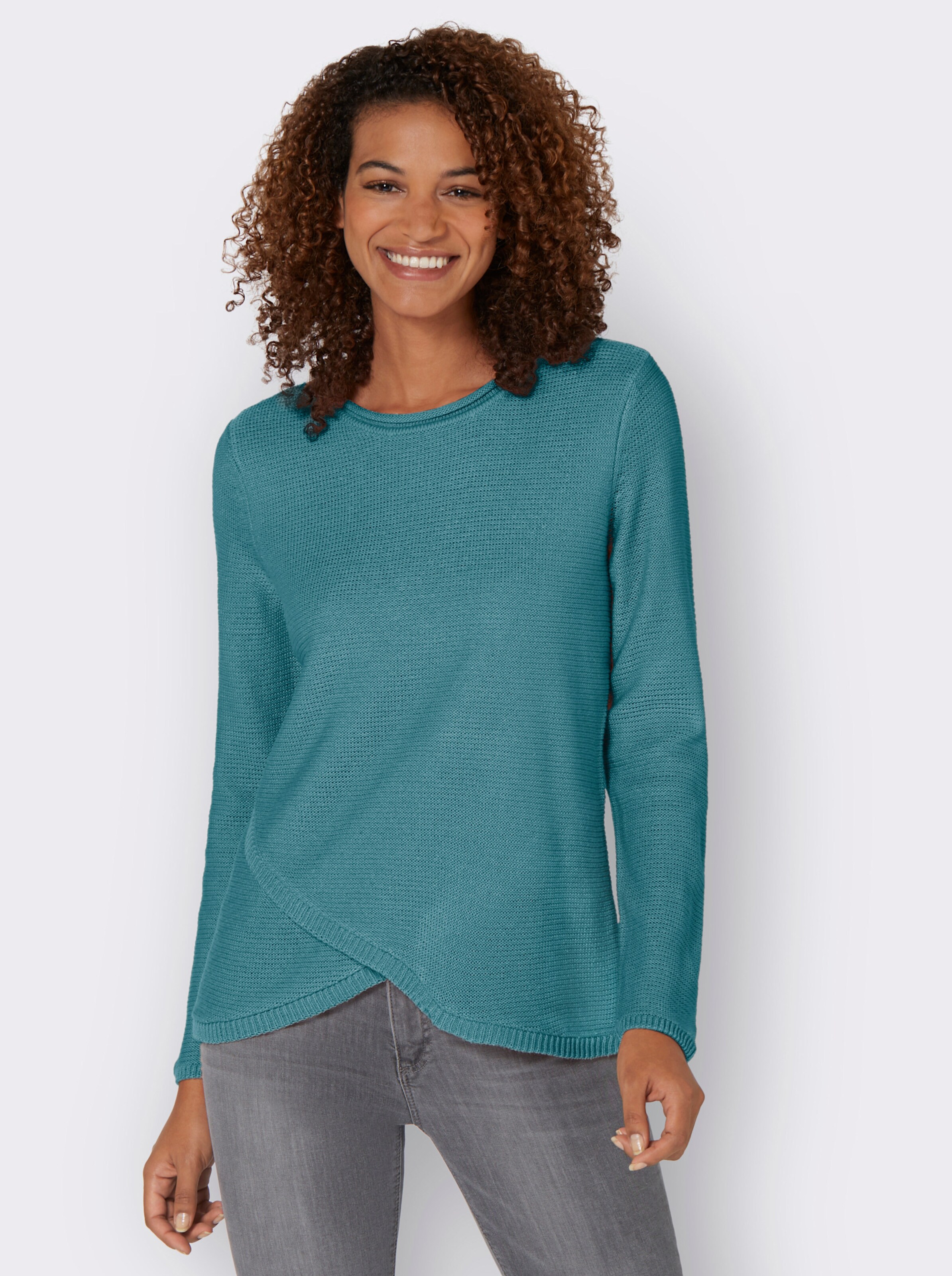 Langarm-Pullover mit asymmetrischem Saum