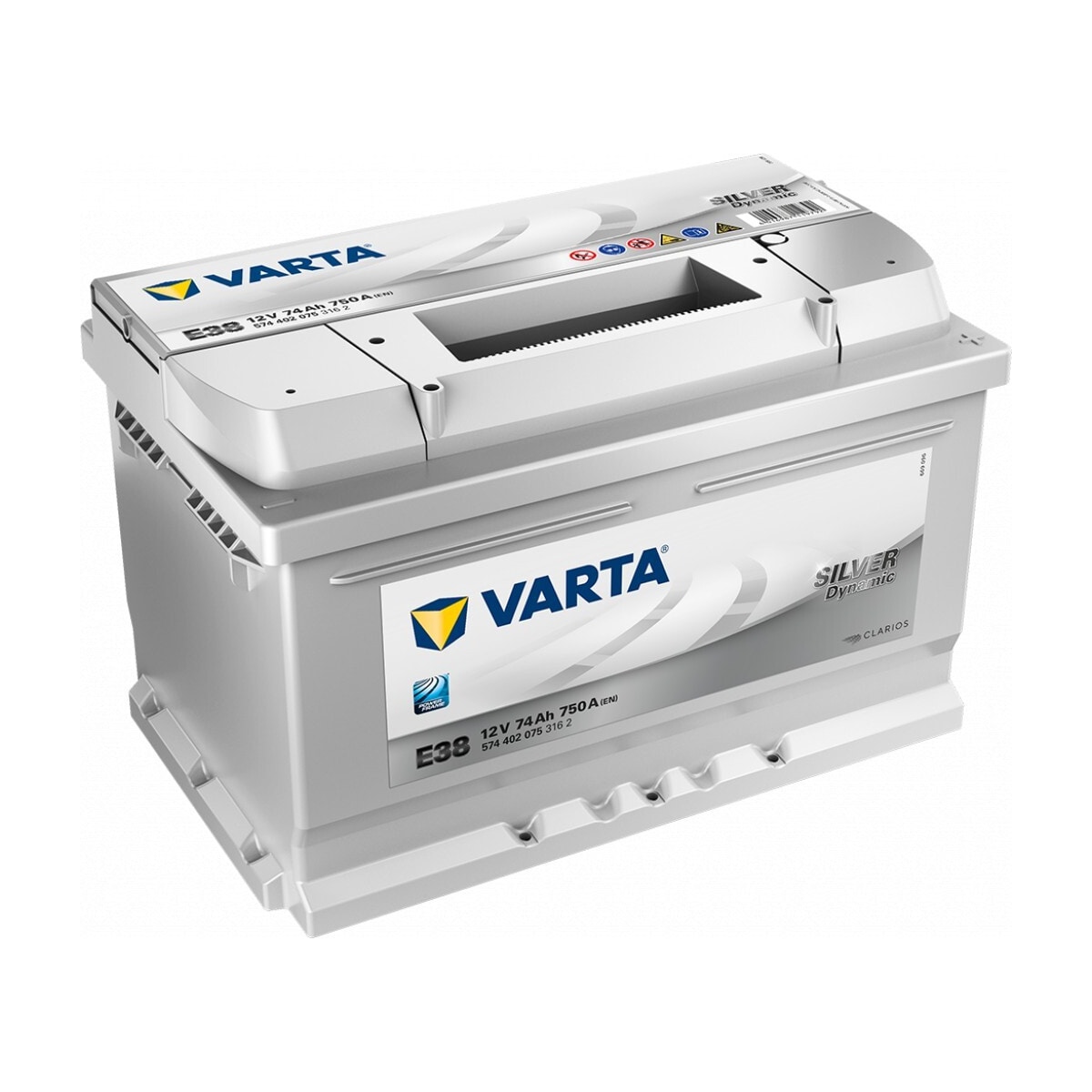 VARTA Silver Dynamic Batteri 12V 74AH 750CCA (278x175x175/175mm) +høyre E38