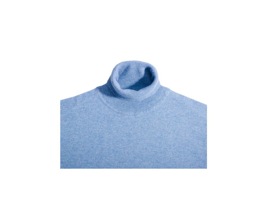 Pull col roulé homme laine Bleu Chiné - EMERIC